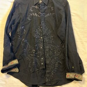 Robert Graham Navy Embroidered Men's Shirt
